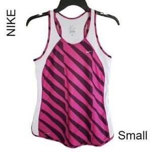 Nike Women's Tank Top S Black Pink Running Dri-Fit Racerback Loose Athletic